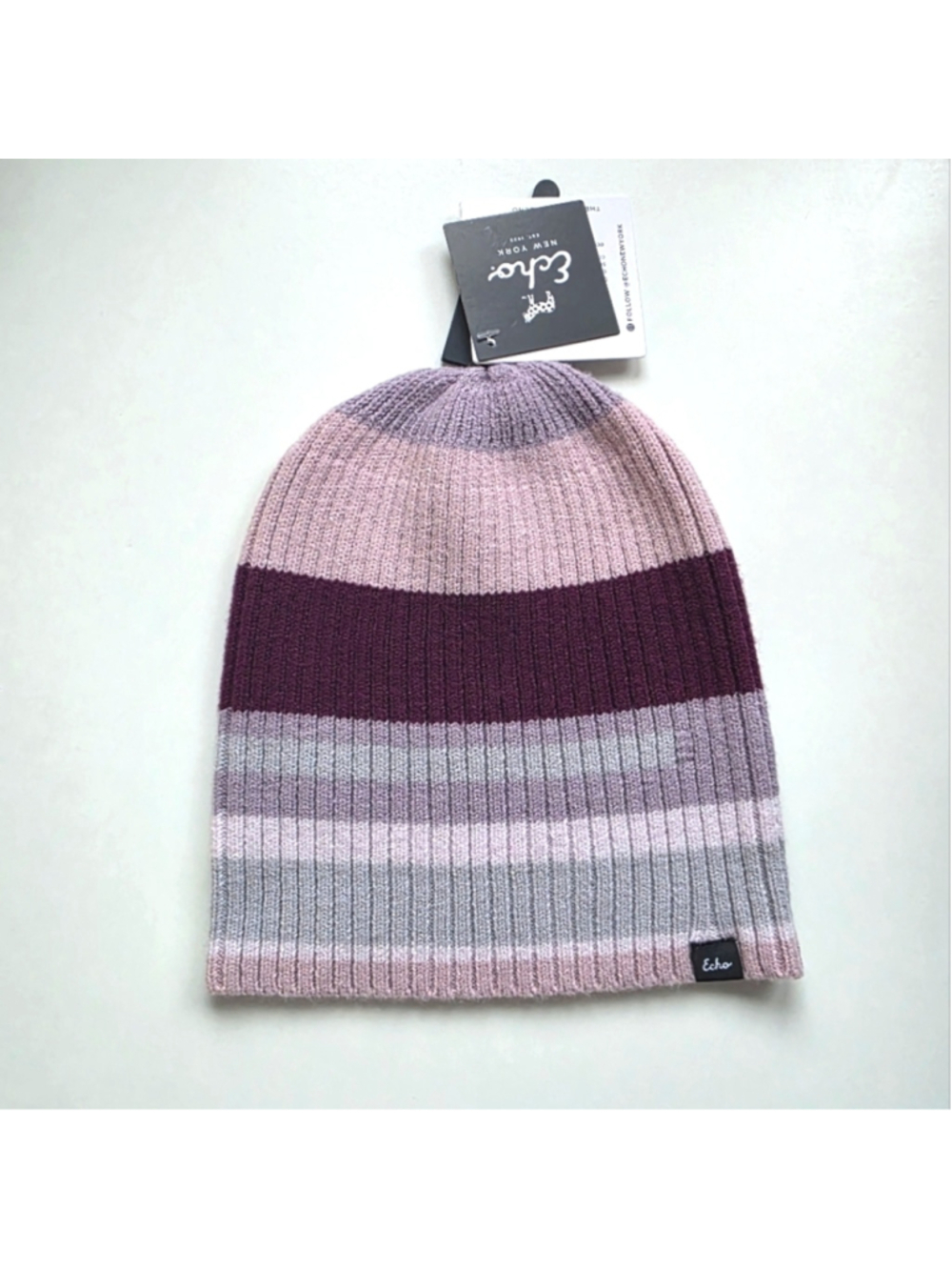 Echo Multicolor Ribbed Knit Beanie Hat New